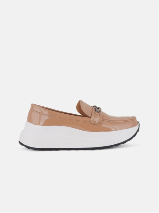 The Lifestyle Co. Women Beige Round Toe Slip-On Sneakers