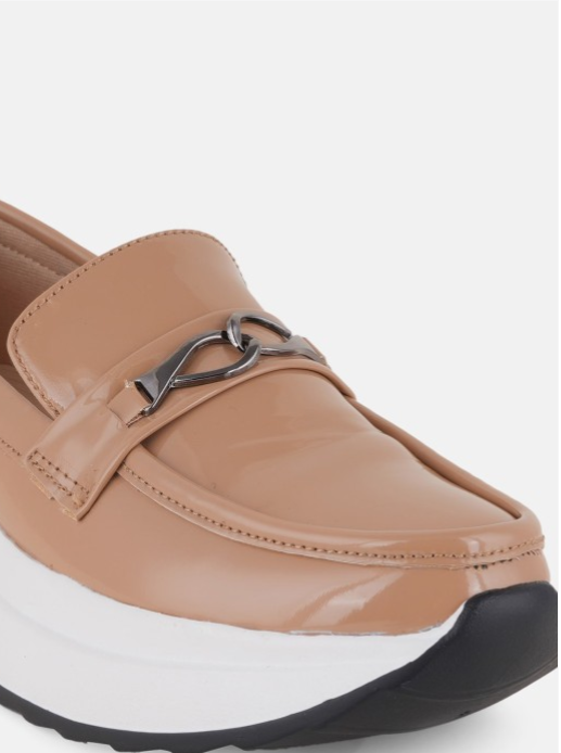 The Lifestyle Co. Women Beige Round Toe Slip-On Sneakers