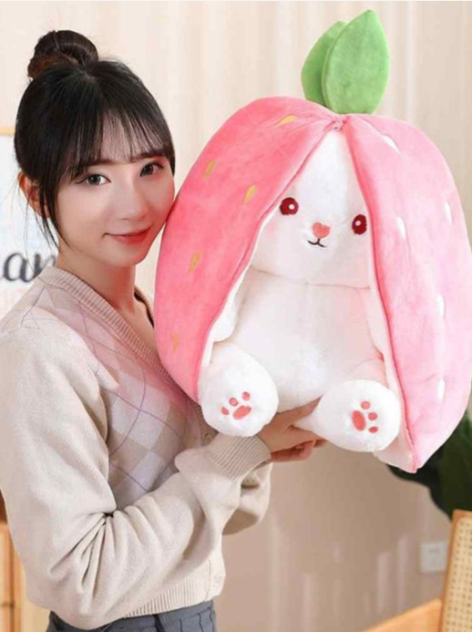 Rabbit In Strawberry Microfibre Filled Non-Allergic Soft Toys and Dolls