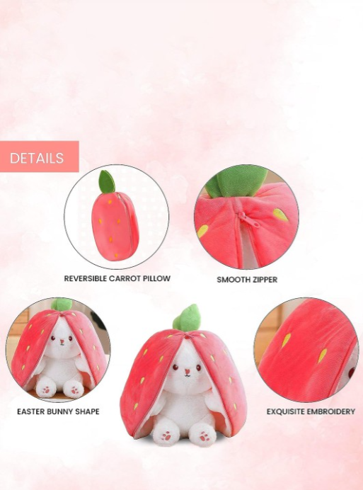 Rabbit In Strawberry Microfibre Filled Non-Allergic Soft Toys and Dolls