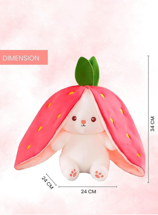 Rabbit In Strawberry Microfibre Filled Non-Allergic Soft Toys and Dolls