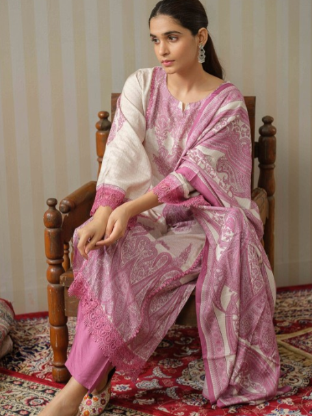 House of Pataudi Ethnic Motifs Printed Straight Kurta With Trouser & Dupatta Set