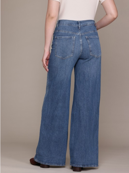 NEW MANGO Women Mid-Rise Light Fade Stretchable Wide Leg Jeans
