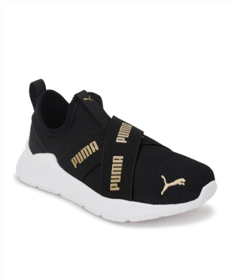 PUMA Black Wired Run Slip-On Kid's Shoes