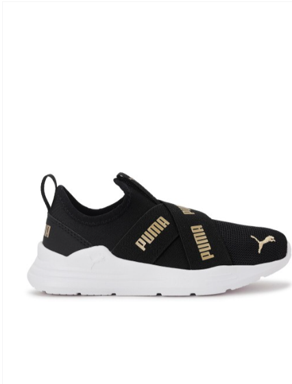 PUMA Black Wired Run Slip-On Kid's Shoes