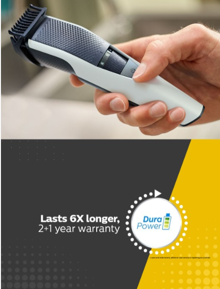 Philips Cordless Beard Trimmer BT3101/15 Lift & Trim Tech with 45mins Runtime - White