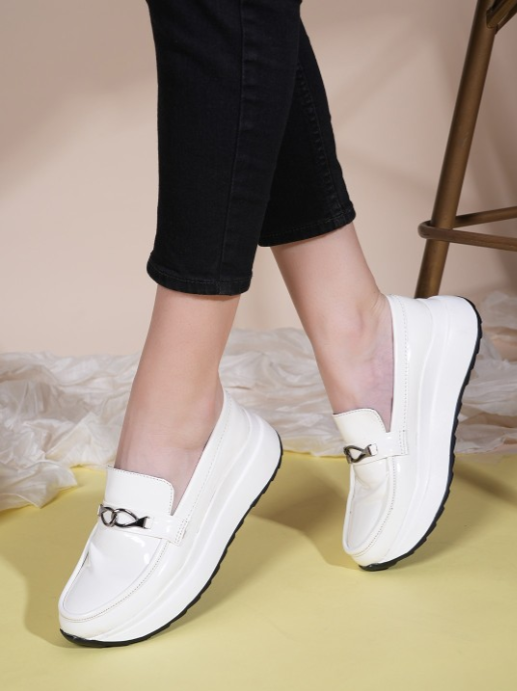 The Lifestyle Co. Women Beige Round Toe Slip-On Sneakers