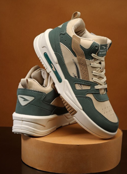 Men Colourblocked Round Toe Mid-Top Sneakers