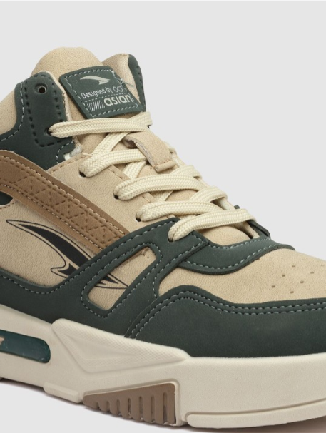 Men Colourblocked Round Toe Mid-Top Sneakers