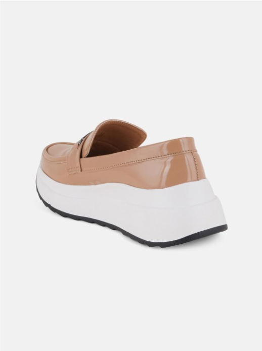 The Lifestyle Co. Women Beige Round Toe Slip-On Sneakers