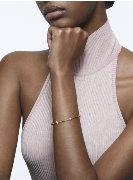SWAROVSKI Women Rose Gold & White Crystals Rose Gold-Plated Bangle-Style Bracelet