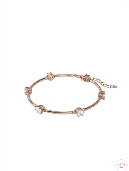 SWAROVSKI Women Rose Gold & White Crystals Rose Gold-Plated Bangle-Style Bracelet